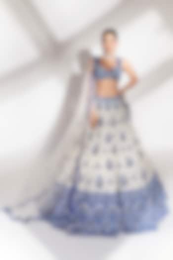Pristine Ivory Tussar Silk Sequins Embroidered Bridal Lehenga Set by Anshika Tak Label at Pernia's Pop Up Shop