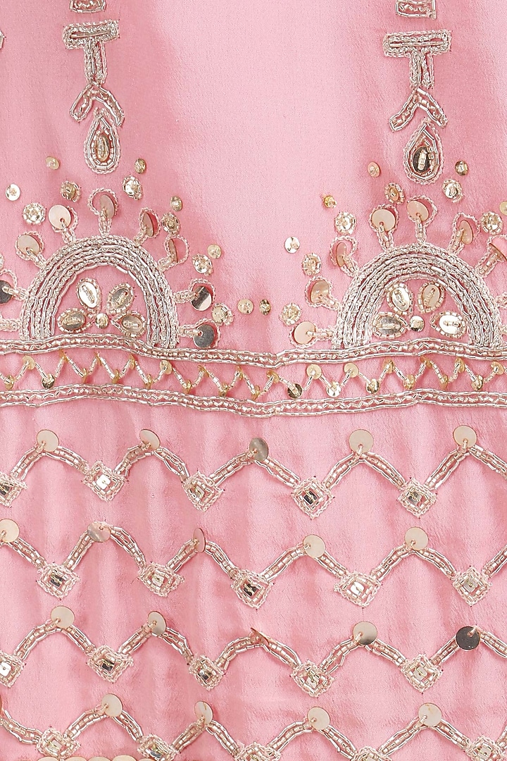 Blush pink silver embroidered long jacket and sharara pants available only at Pernia's Pop Up Shop.