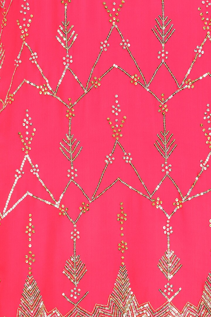Hot pink jaal embroidered short kurta and patialla set available only at Pernia's Pop Up Shop.