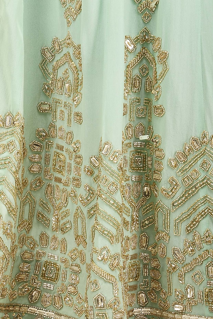 Mint sequin embroidered anarkali and churidaar set available only at Pernia's Pop Up Shop.