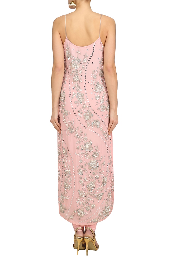 Blush pink floral embroidered kurta and churidaar set available only at Pernia's Pop Up Shop.