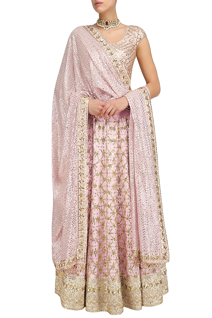 Campana Girls Koel Lehenga Set - Floral Jaal - Magenta