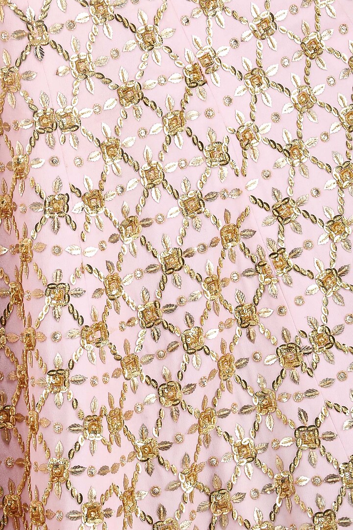 Blush pink floral jaal embroidered lehenga set available only at Pernia's Pop Up Shop.