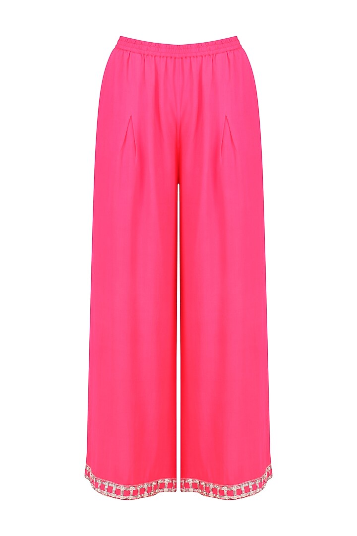 Hot pink embellished jacket and sharara set available only at Pernia's Pop Up Shop