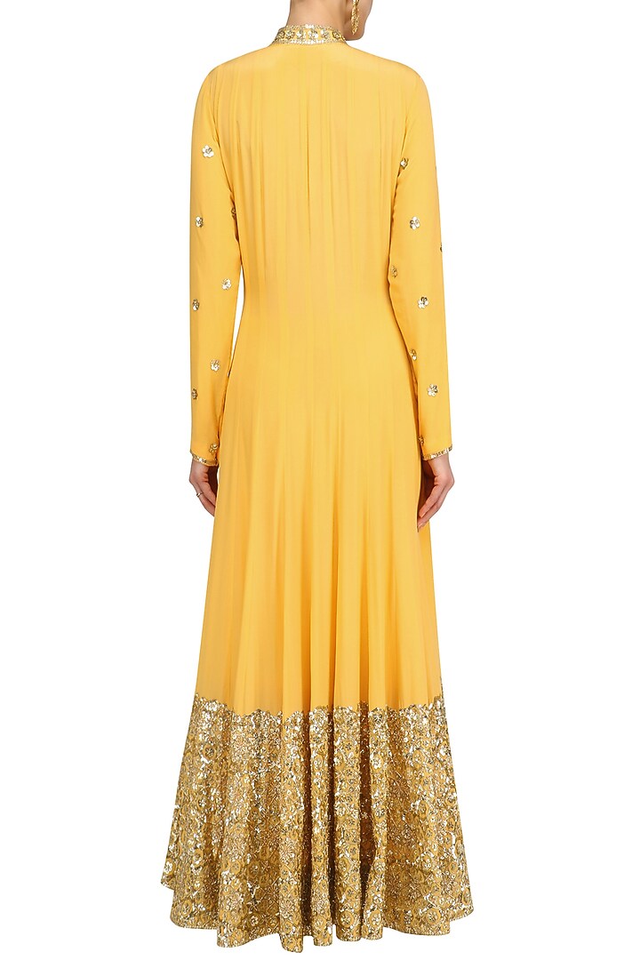 Mango yellow embellished anarkali set available only at Pernia's Pop Up Shop