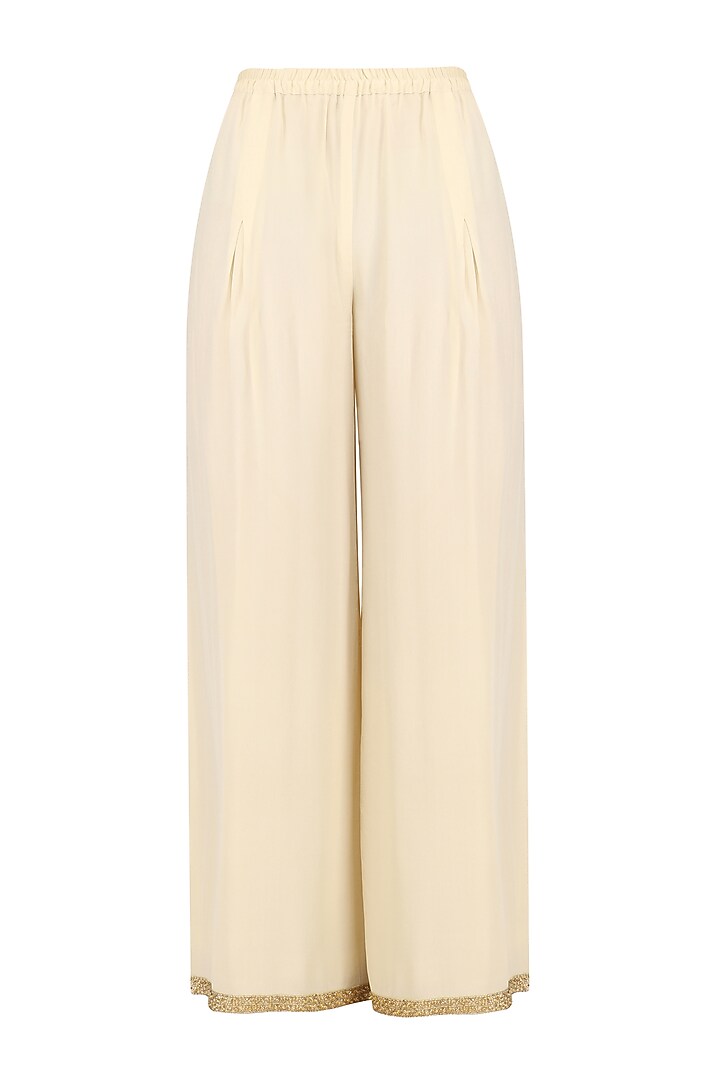 Beige embellished kurta and sharara set available only at Pernia's Pop Up Shop