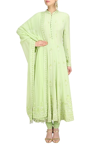 Pista Green Anarkali Set by Anushka Khanna