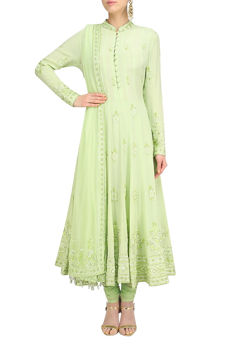 Pista green anarkali set available only at Pernia's Pop Up Shop