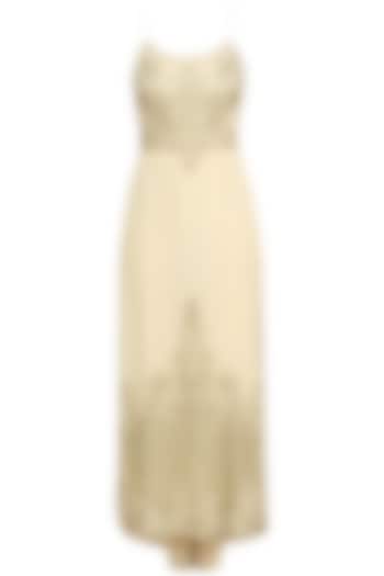 Beige embellished kurta set available only at Pernia's Pop Up Shop