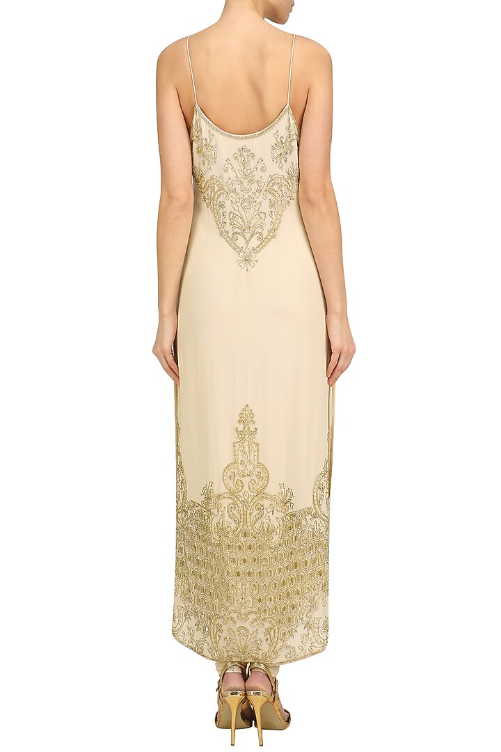 Beige embellished kurta set available only at Pernia's Pop Up Shop
