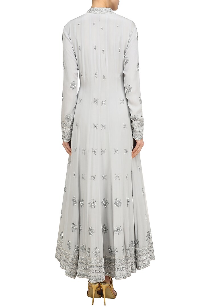 Ice blue embroidered anarkali set available only at Pernia's Pop Up Shop