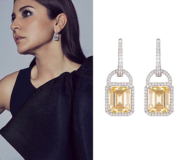 White Finish Yellow Swarovski Zirconia Earrings In Sterling Silver by Diosa Paris Jewellery at Pernia's Pop Up Shop