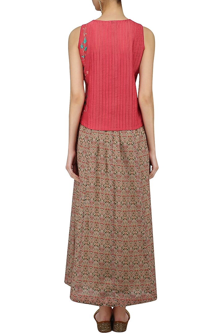 Red floral embroidered top and skirt set available only at Pernia's Pop Up Shop.