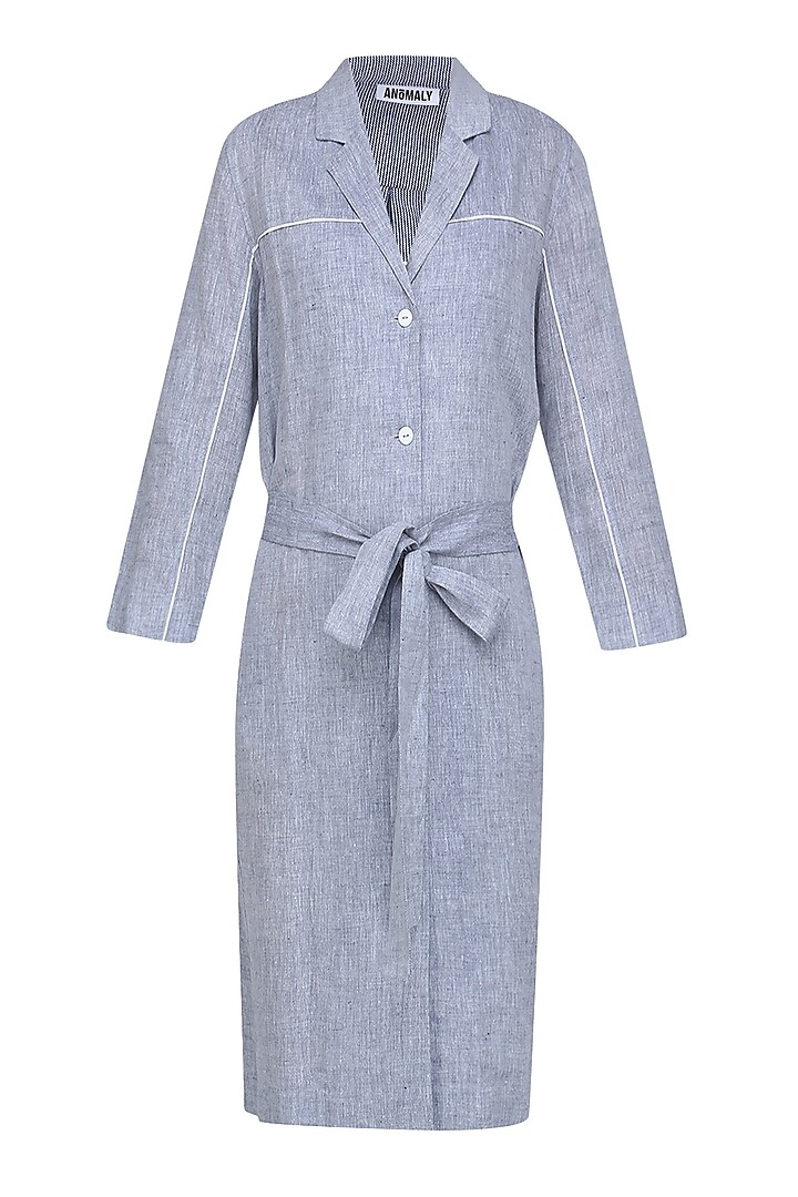 Blue Grey Heathered Classic Shirt Dress by Anomaly