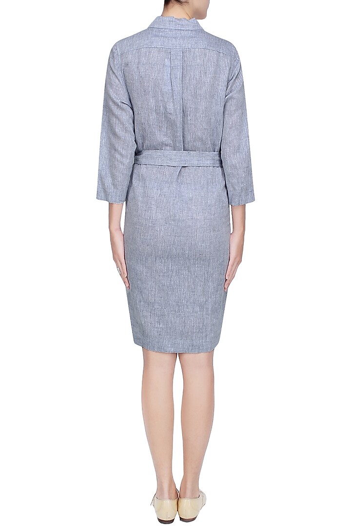 Blue grey heathered classic shirt dress available only at Pernia's Pop Up Shop.