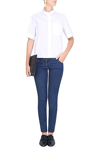 Ivory Boxy Cropped Shirt by Anomaly
