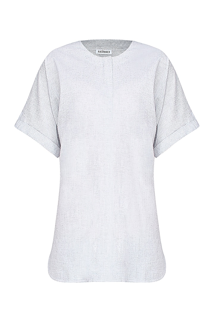 Pale Blue Roll Up Sleeves Oversized Shirt by Anomaly