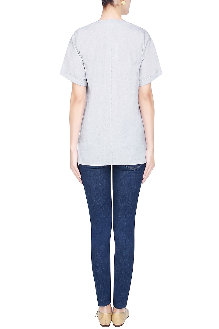 Pale blue roll up sleeves oversized shirt available only at Pernia's Pop Up Shop.