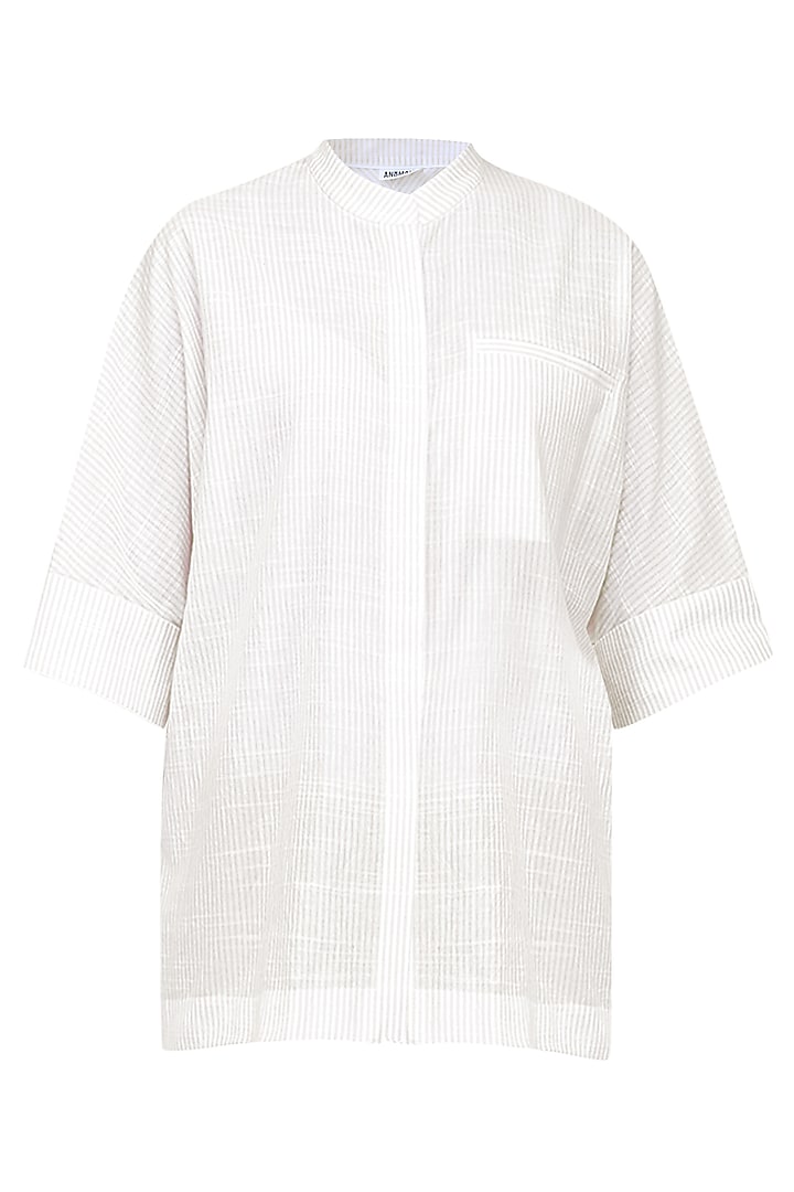 White Dolman Sleeve Striped Shirt by Anomaly