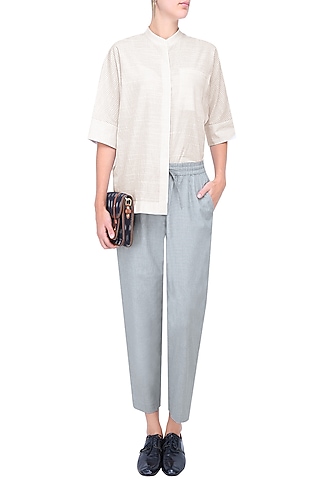 White Dolman Sleeve Striped Shirt by Anomaly