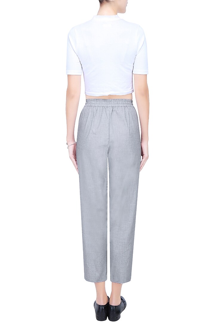 Oxford blue grey travel pants available only at Pernia's Pop Up Shop.