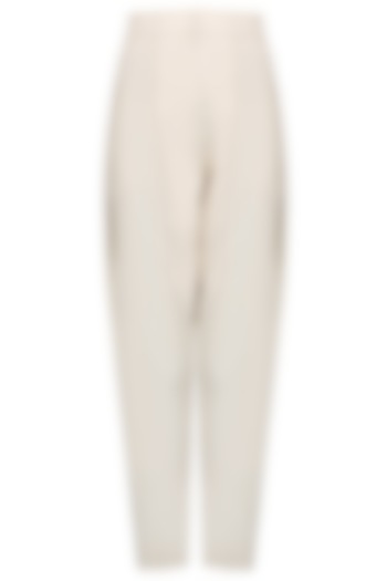Beige Double Pleated High Waist Pants by Anomaly