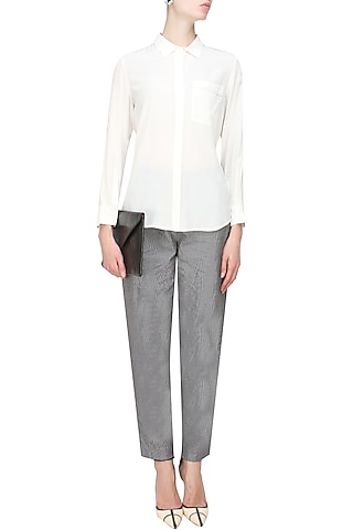 Ivory button down silk shirt by Anomaly