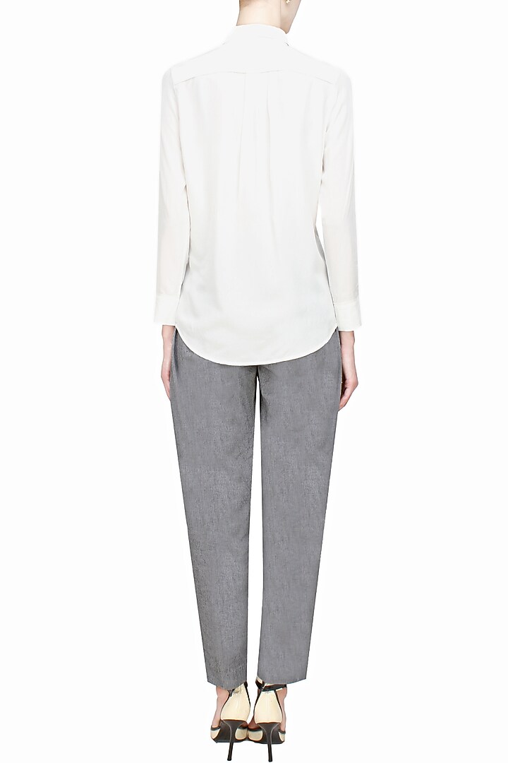 Anomaly presents Ivory button down silk shirt available only at Pernia's Pop Up Shop.