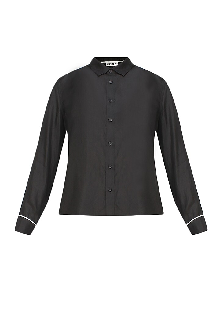 Black button down silk habotai shirt by Anomaly