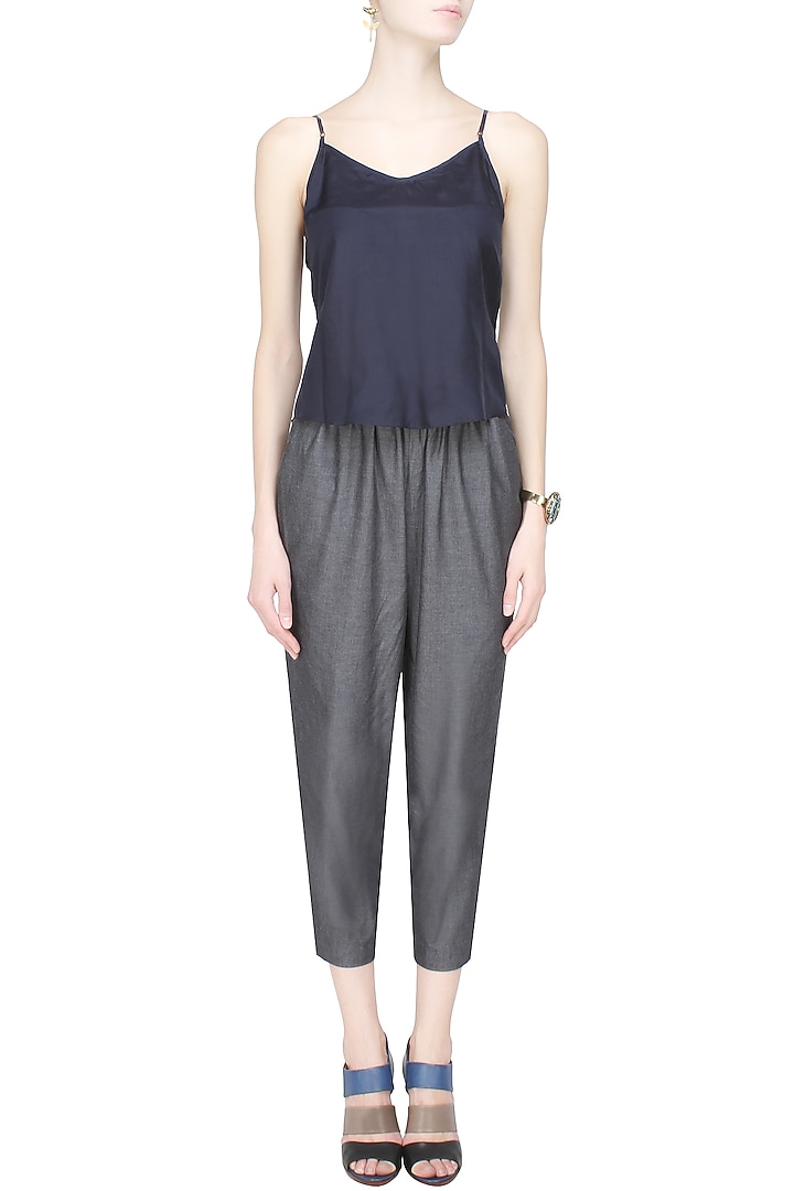 Anomaly presents Navy blue silk habotai camisole available only at Pernia's Pop Up Shop.