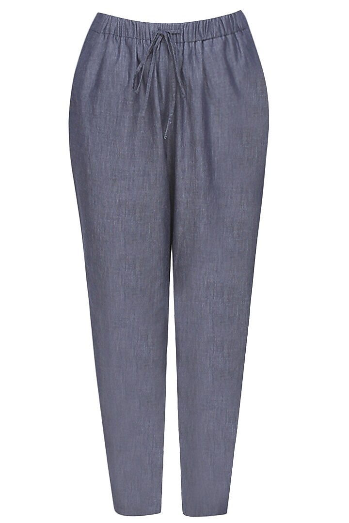 Blue relaxed drawstring pants by Anomaly