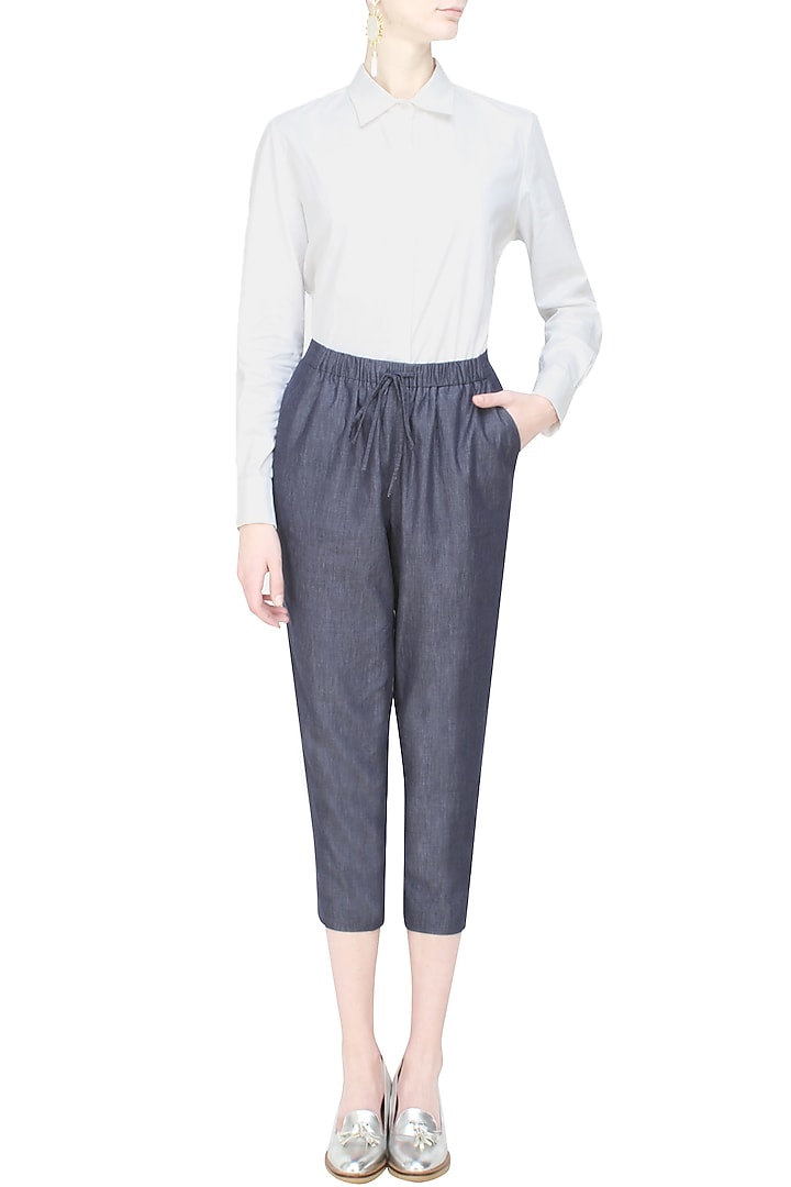 Anomaly presents Blue relaxed drawstring pants available only at Pernia's Pop Up Shop.
