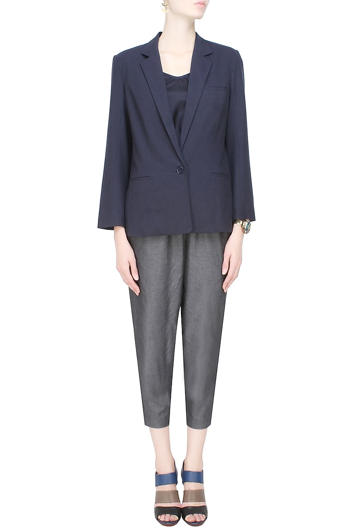 Anomaly presents Navy blue classic city front open blazer available only at Pernia's Pop Up Shop.