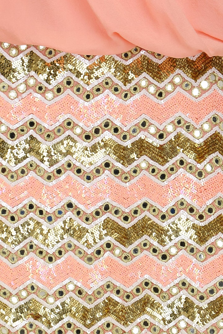 Peach sequin embroidered One shoulder dress available only at Pernia's Pop Up Shop.