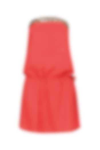 Coral Sequins Embroidered Tube Dress by Nandita Mahtani