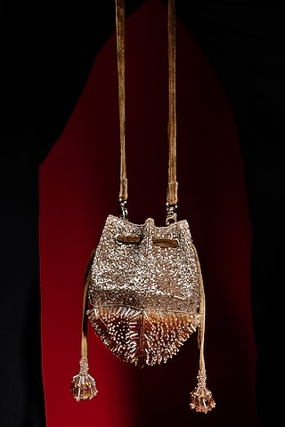 Gold Embellished Potli by Aomidori Shimai