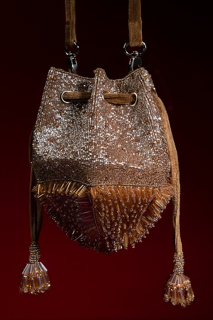 Gold Embellished Potli by Aomidori Shimai at Pernia's Pop Up Shop