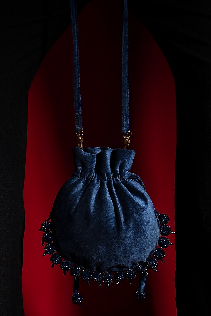 Blue Embellished Potli by Aomidori Shimai