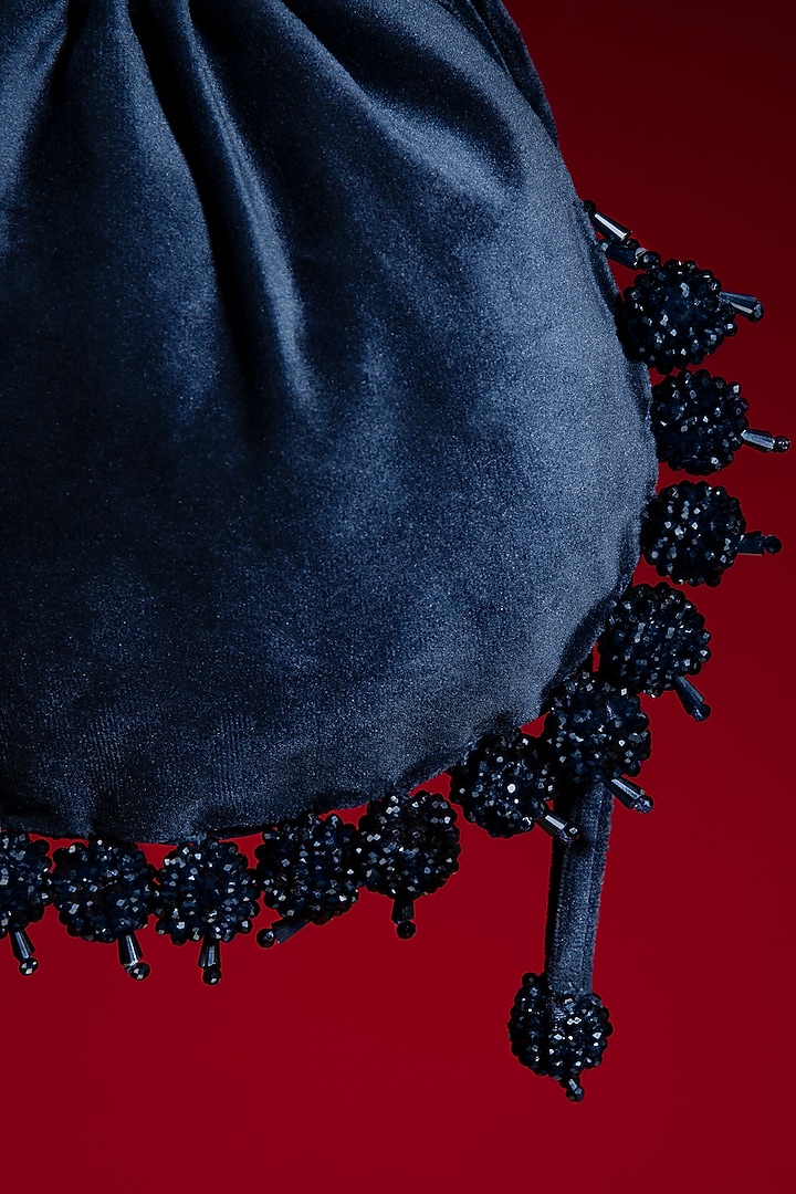 Blue Embellished Potli by Aomidori Shimai at Pernia's Pop Up Shop