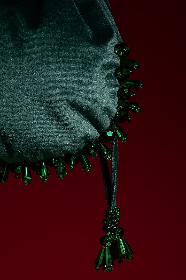 Green Embellished Potli by Aomidori Shimai at Pernia's Pop Up Shop