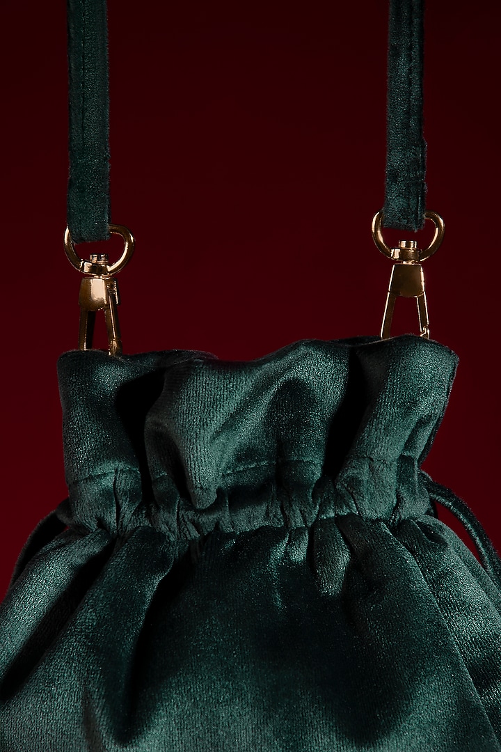 Green Embellished Potli by Aomidori Shimai at Pernia's Pop Up Shop