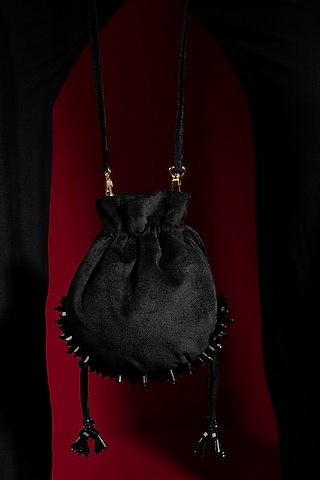 Black Embellished Potli by Aomidori Shimai