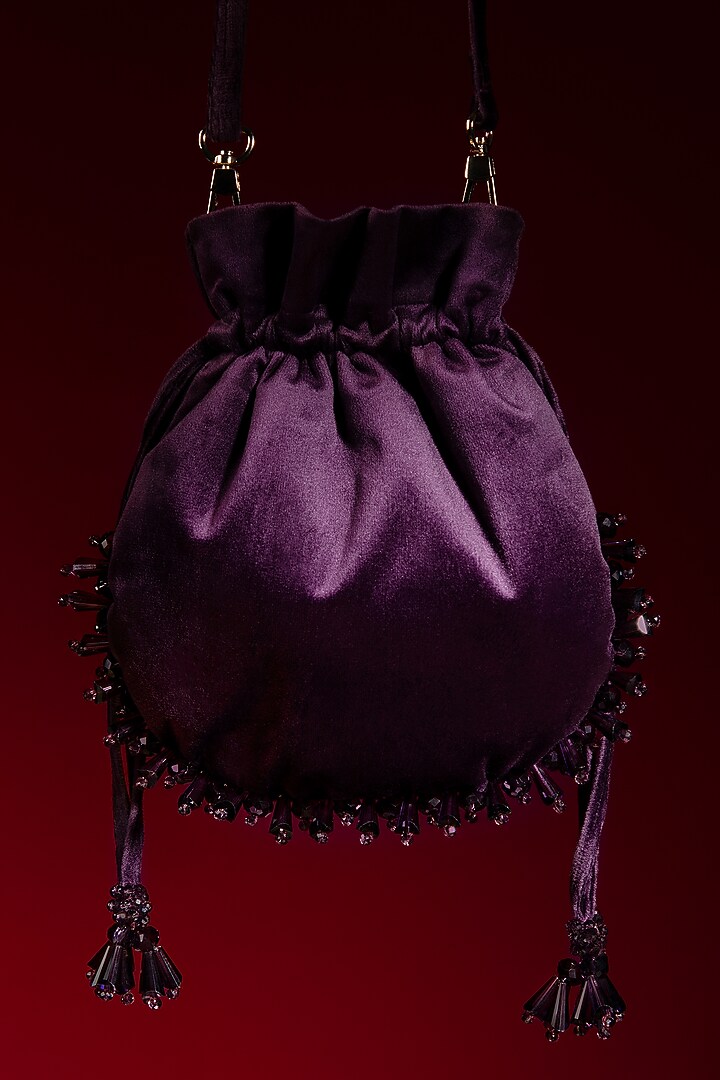 Purple Embellished Potli by Aomidori Shimai at Pernia's Pop Up Shop