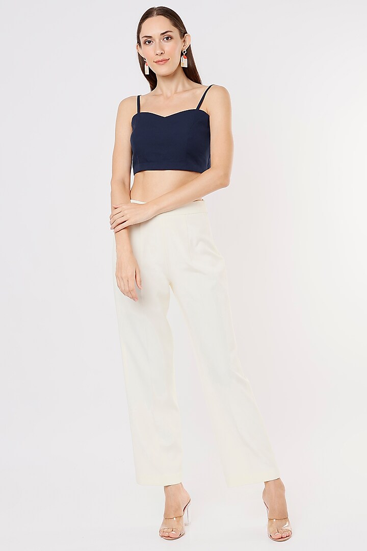 White Crepe Georgette Pant Set by Applique by Virakti at Pernia's Pop Up Shop