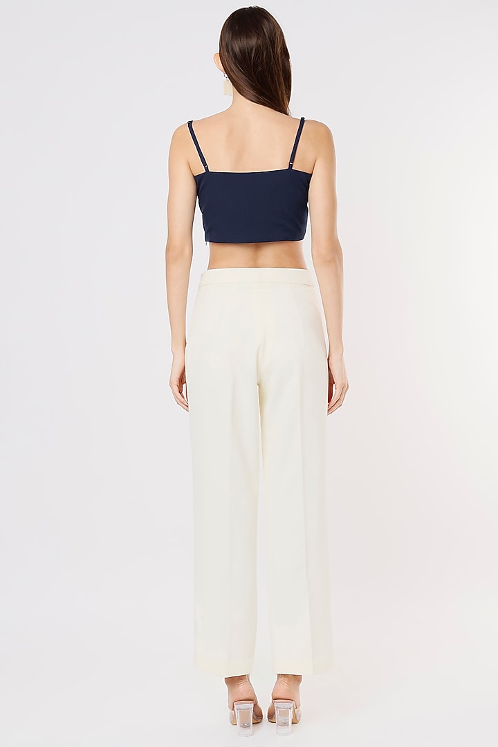 White Crepe Georgette Pant Set by Applique by Virakti at Pernia's Pop Up Shop