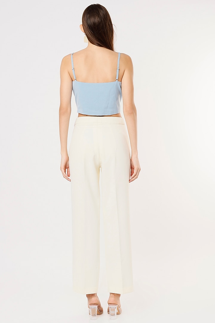 White Crepe Georgette High Waisted Pant Set by Applique by Virakti at Pernia's Pop Up Shop