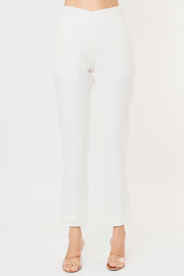 White Crepe Georgette Blazer Set by Applique by Virakti at Pernia's Pop Up Shop