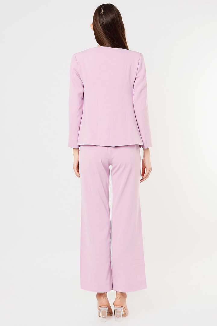 Pink Crepe Georgette Blazer Set by Applique by Virakti at Pernia's Pop Up Shop