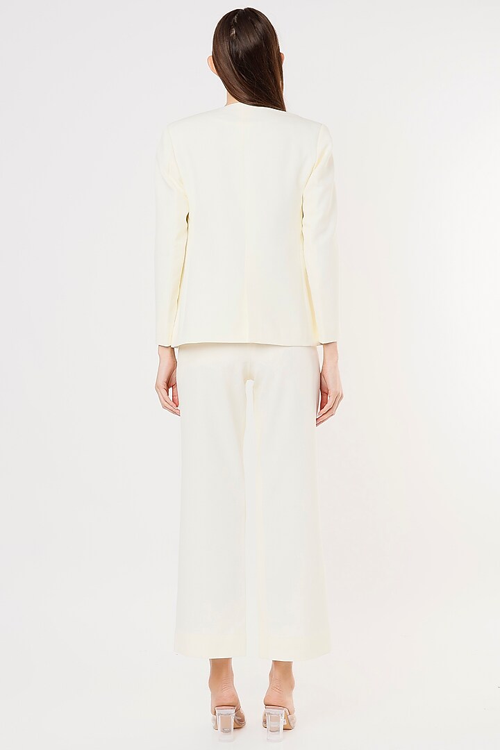 Off-White Blazer Set in Crepe Georgette by Applique by Virakti at Pernia's Pop Up Shop