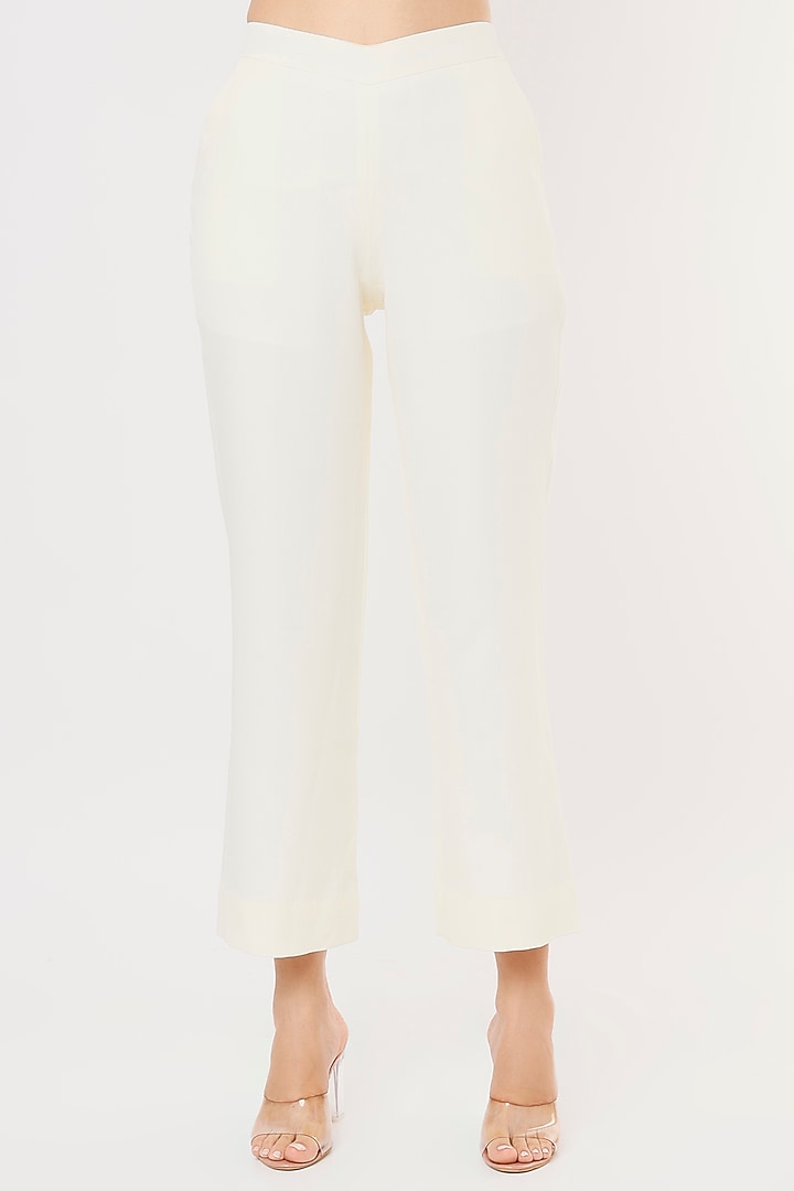 Off-White Blazer Set in Crepe Georgette by Applique by Virakti at Pernia's Pop Up Shop